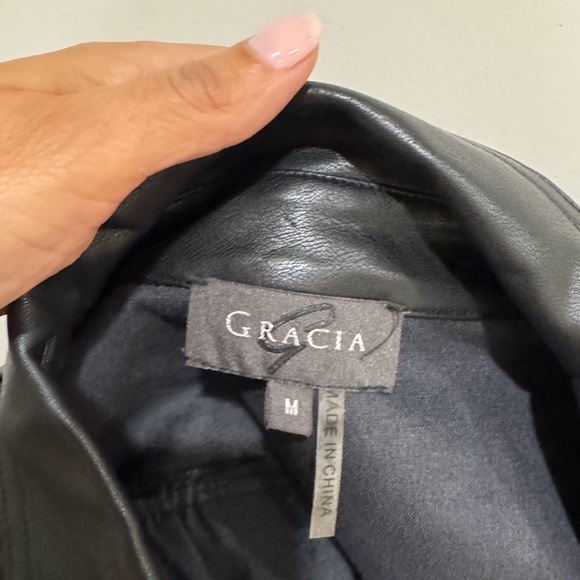 Gracia Women's Black Soft Faux Leather Trench Coat Size M - Picture 8 of 9